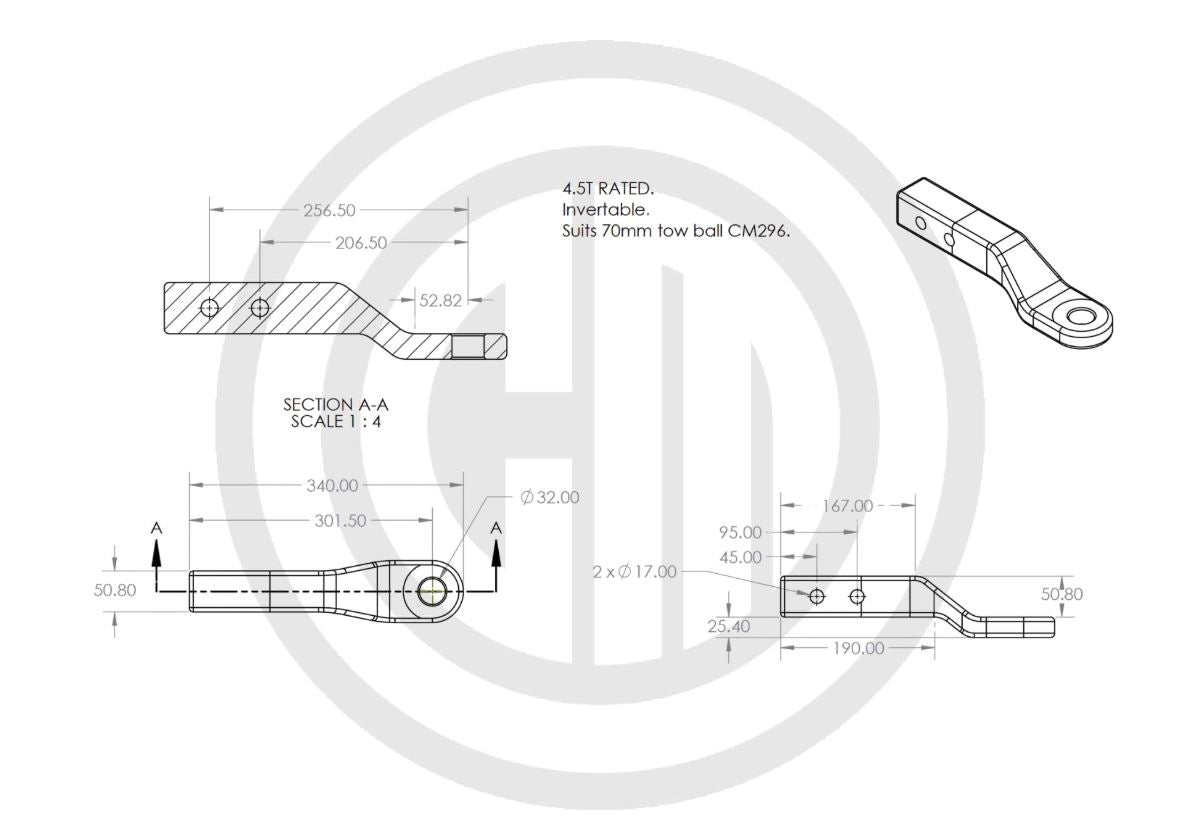 4.5t x 2-inch Drop Tow Hitch Receiver