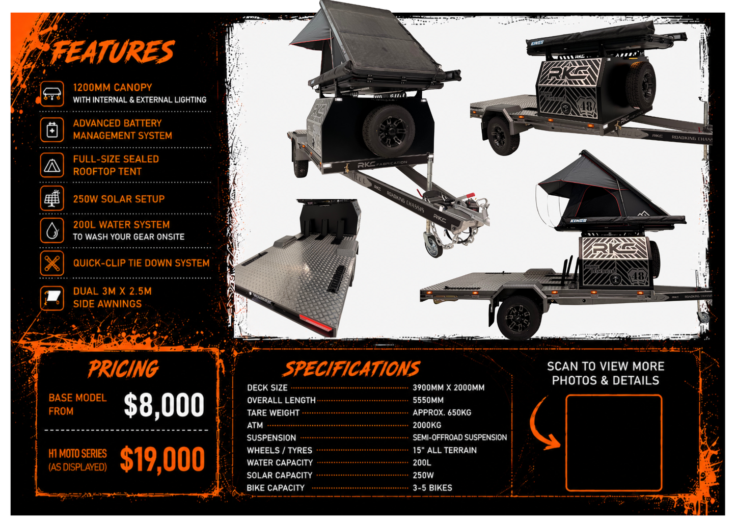 Roadking H1 Moto Hauler Single Axle