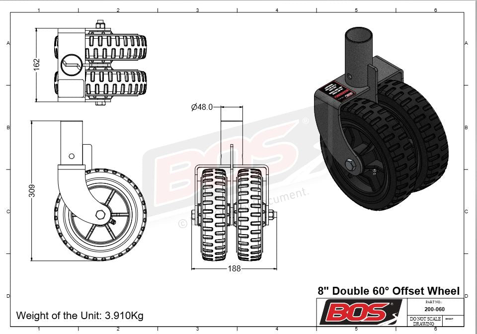 BOS 8” Double Offset Wheel (205mm Diameter)